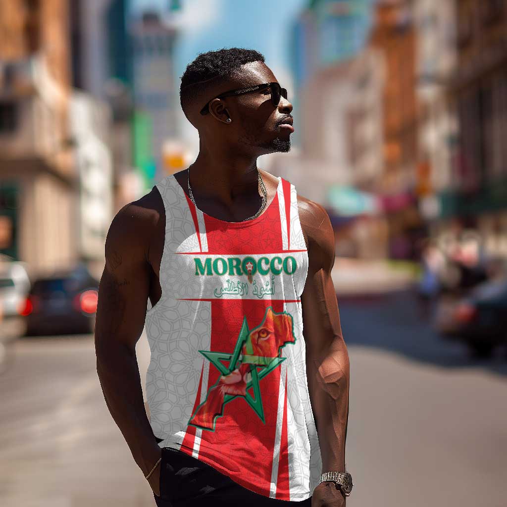 Morocco Football Custom Men Tank Top Atlas Lions Champions 2025 - White - African Pride