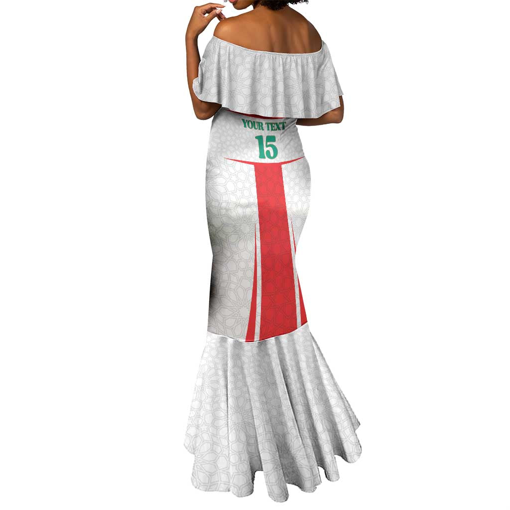 Morocco Football Custom Mermaid Dress Atlas Lions Champions 2025 - White - African Pride