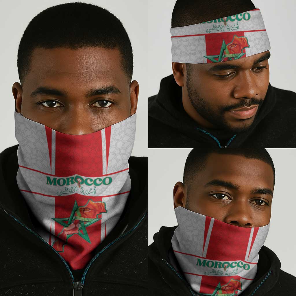 Morocco Football Neck Gaiter Atlas Lions Champions 2025 - White - African Pride