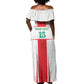 Morocco Football Custom Off Shoulder Maxi Dress Atlas Lions Champions 2025 - White - African Pride