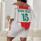 Morocco Football Custom Off Shoulder Short Dress Atlas Lions Champions 2025 - White - African Pride