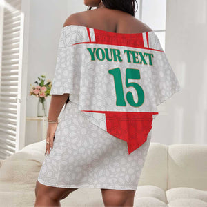 Morocco Football Custom Off Shoulder Short Dress Atlas Lions Champions 2025 - White - African Pride