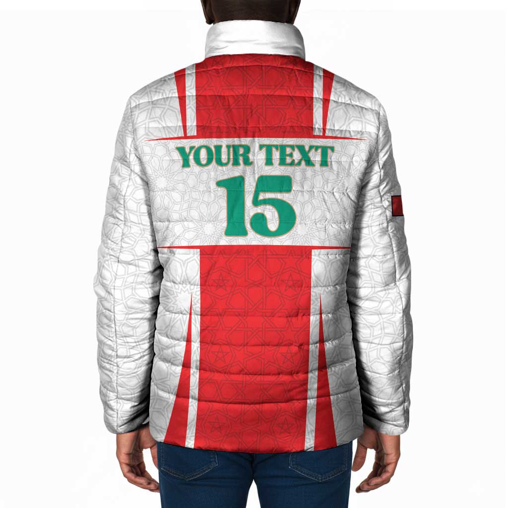 Custom Morocco Football Padded Jacket Go Champions Atlas Lions - White