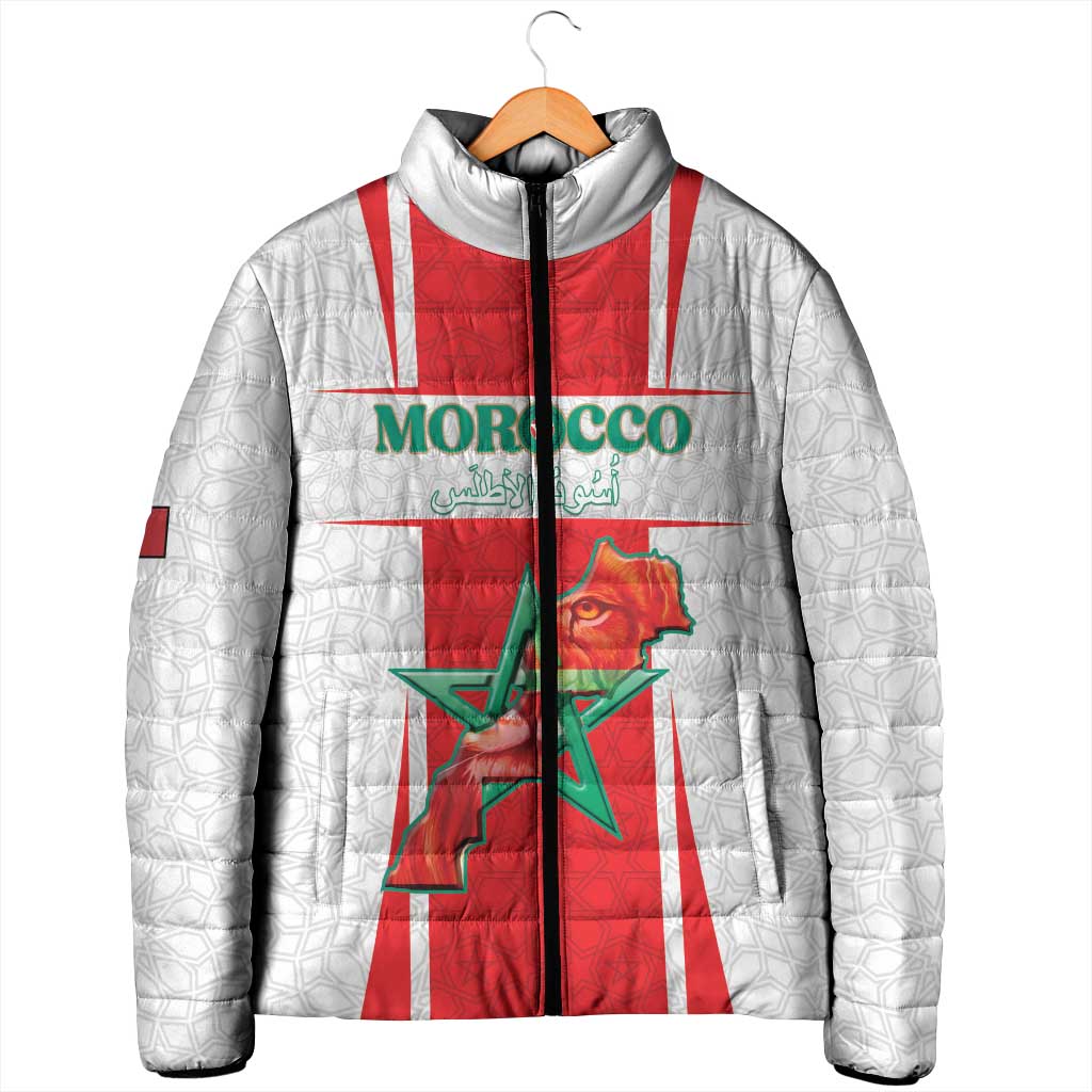 Custom Morocco Football Padded Jacket Go Champions Atlas Lions - White
