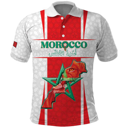 Morocco Football Custom Polo Shirt Atlas Lions Champions 2025 - White - African Pride