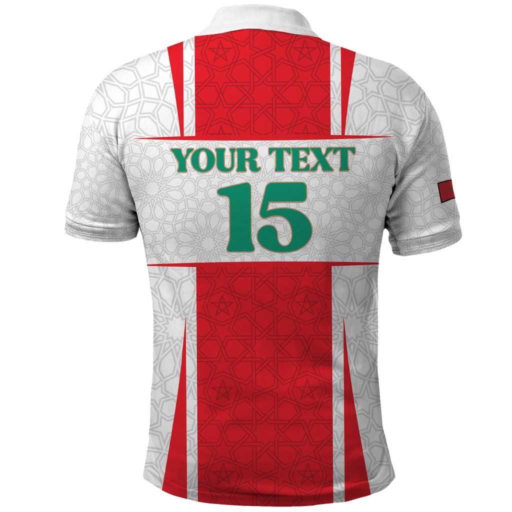 Morocco Football Custom Polo Shirt Atlas Lions Champions 2025 - White - African Pride