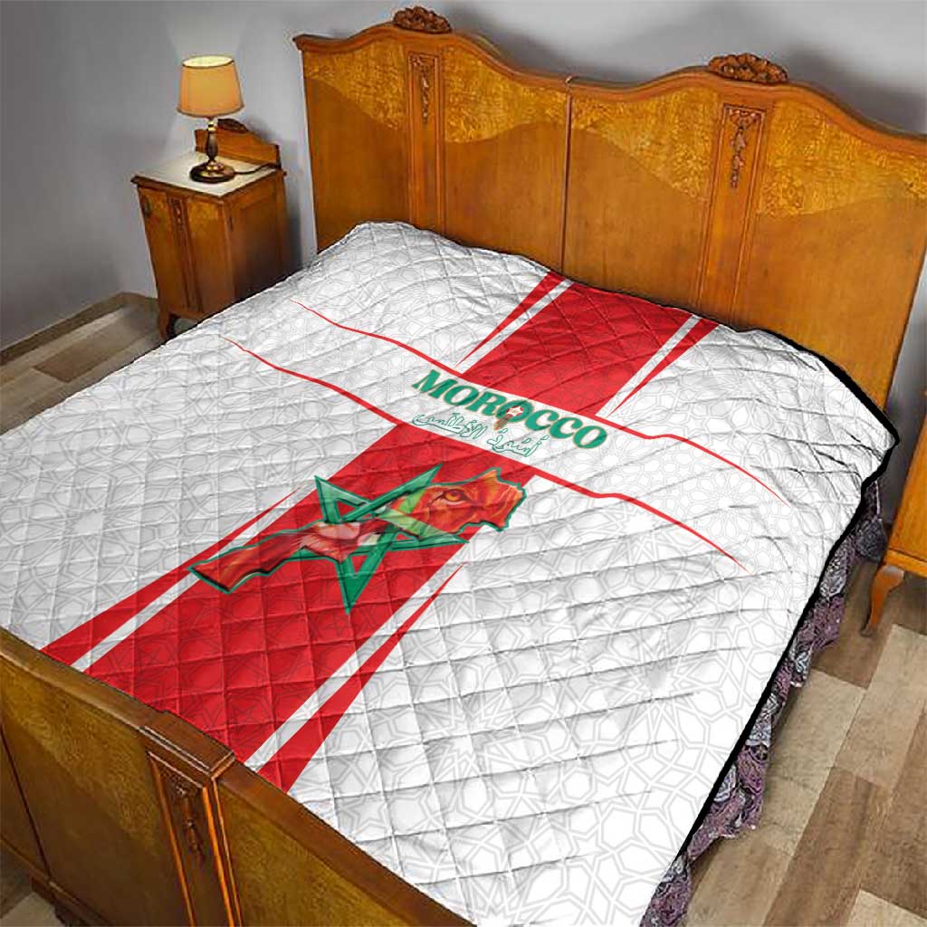 Morocco Football Quilt Atlas Lions Champions 2025 - White - African Pride