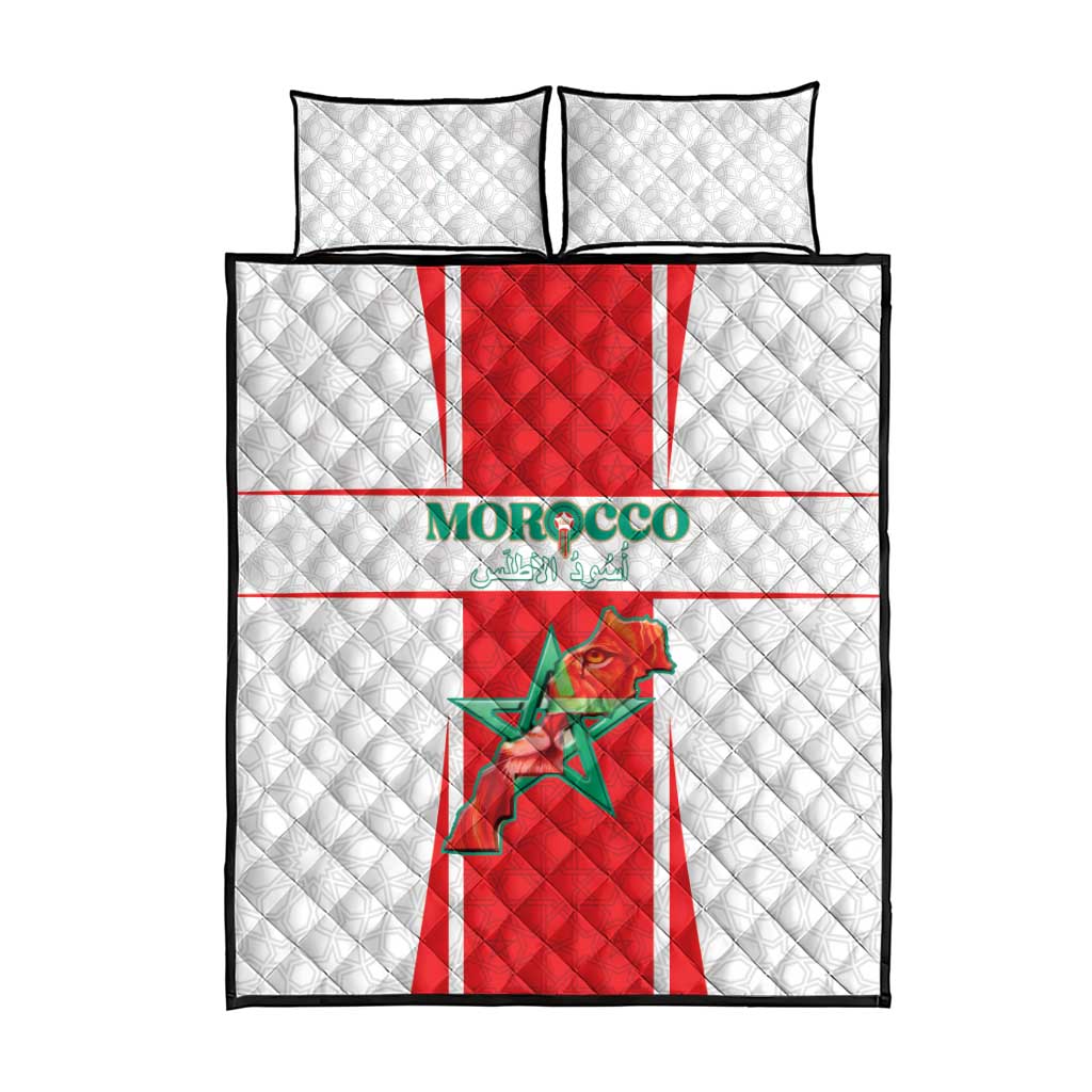 Morocco Football Quilt Bed Set Atlas Lions Champions 2025 - White - African Pride