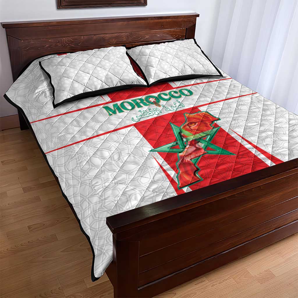 Morocco Football Quilt Bed Set Atlas Lions Champions 2025 - White - African Pride