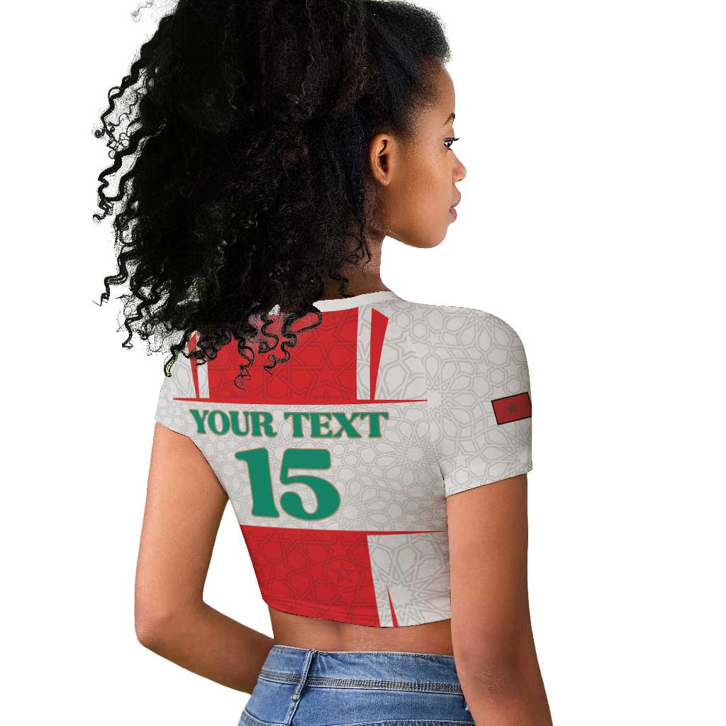 Morocco Football Custom Raglan Cropped T shirt Atlas Lions Champions 2025 - White - African Pride