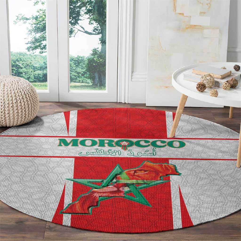 Morocco Football Round Carpet Atlas Lions Champions 2025 - White - African Pride