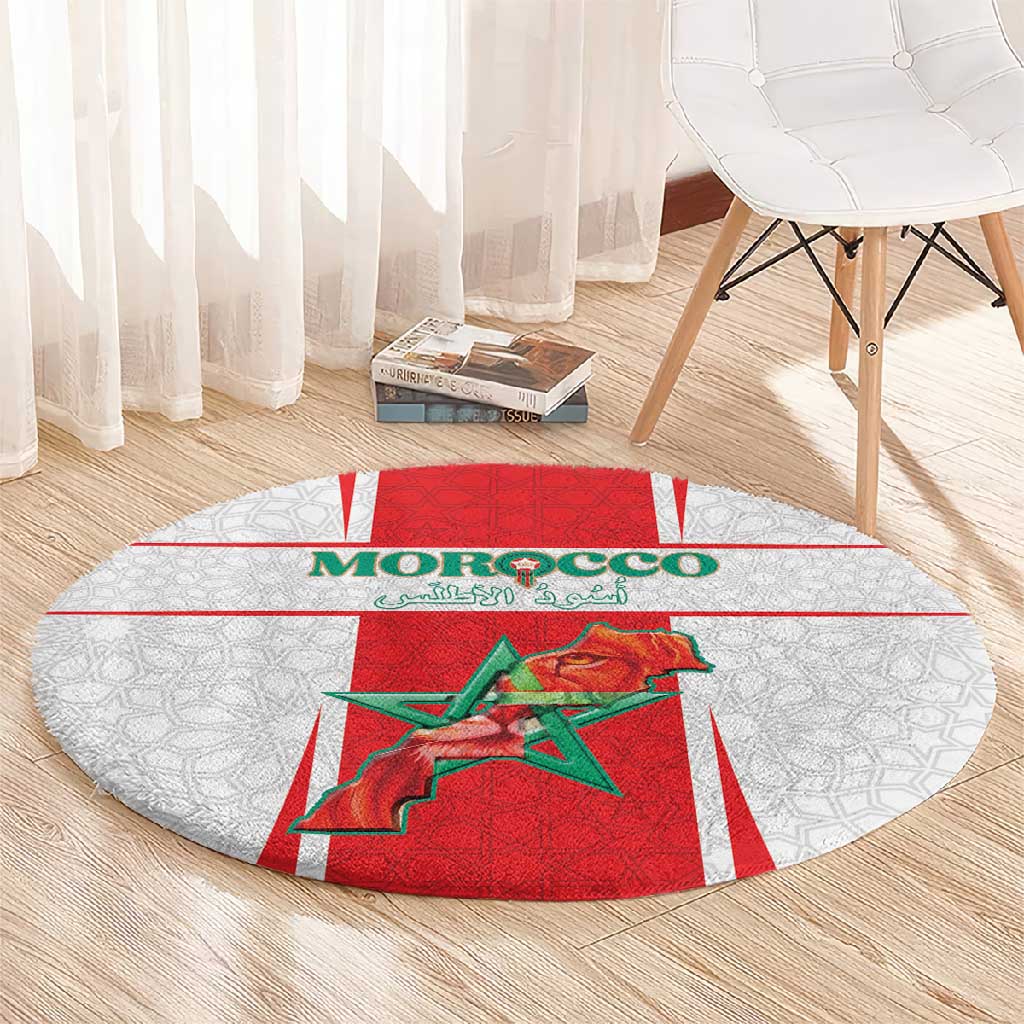 Morocco Football Round Carpet Atlas Lions Champions 2025 - White - African Pride