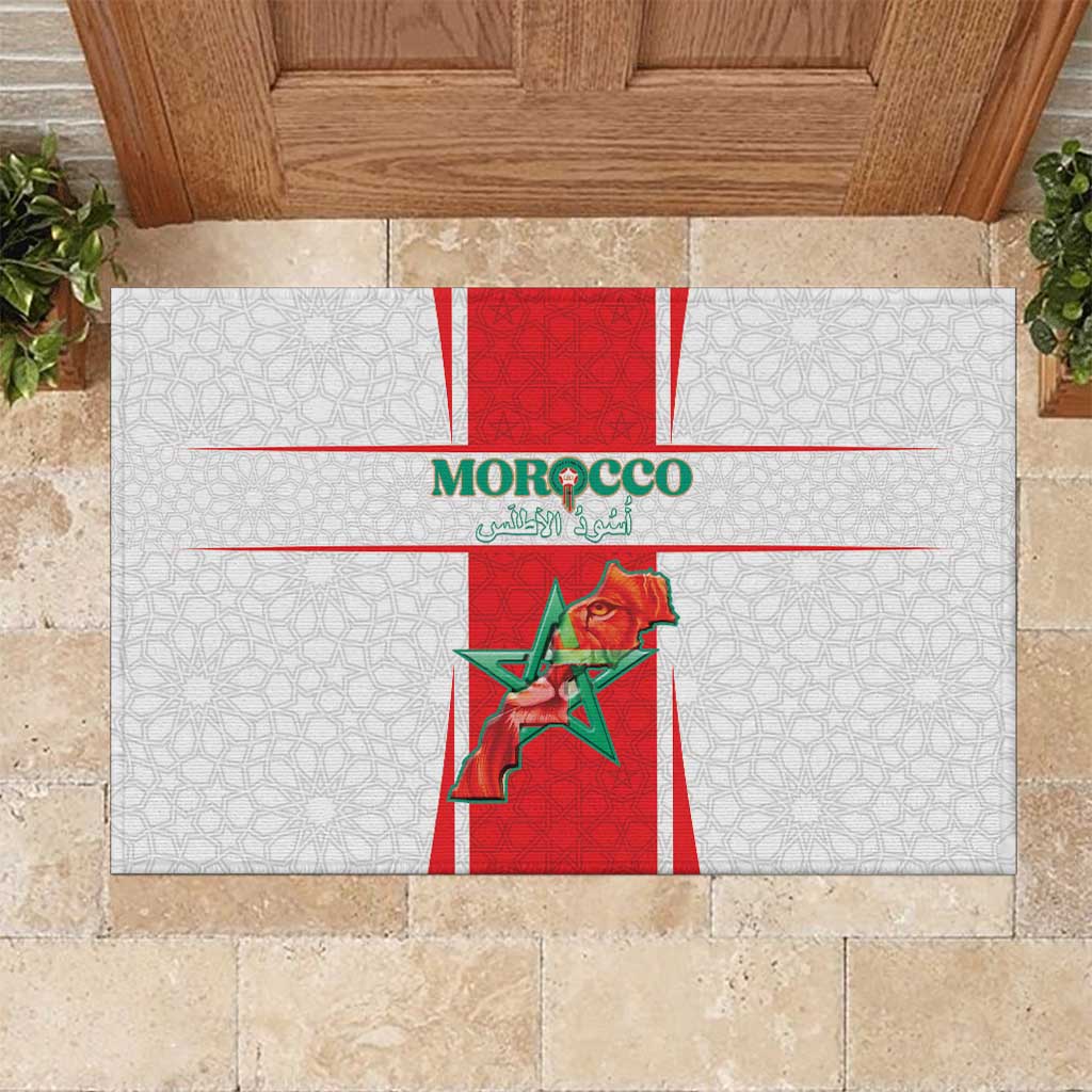 Morocco Football Rubber Doormat Atlas Lions Champions 2025 - White - African Pride