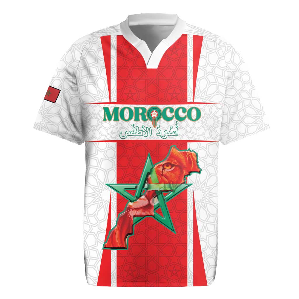 Morocco Football Custom Rugby Jersey Atlas Lions Champions 2025 - White - African Pride