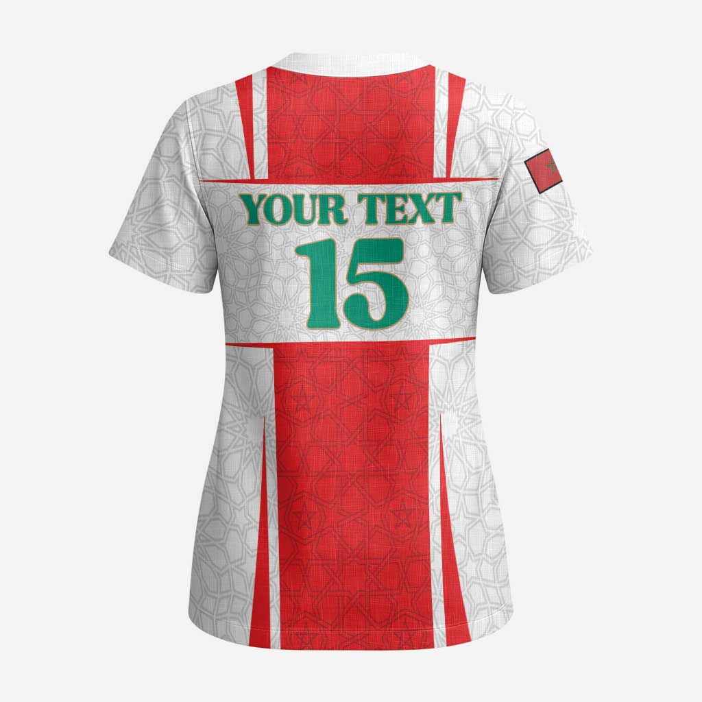 Morocco Football Custom Scrub Top Atlas Lions Champions 2025 - White - African Pride