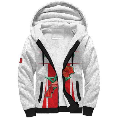 Morocco Football Custom Sherpa Hoodie Atlas Lions Champions 2025 - White - African Pride