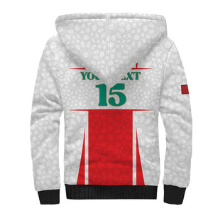 Morocco Football Custom Sherpa Hoodie Atlas Lions Champions 2025 - White - African Pride