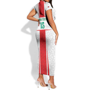 Morocco Football Custom Short Sleeve Bodycon Dress Atlas Lions Champions 2025 - White - African Pride