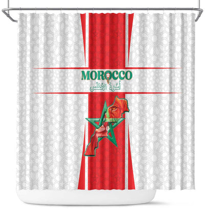 Morocco Football Shower Curtain Atlas Lions Champions 2025 - White - African Pride