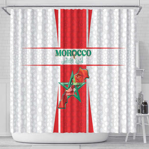 Morocco Football Shower Curtain Atlas Lions Champions 2025 - White - African Pride