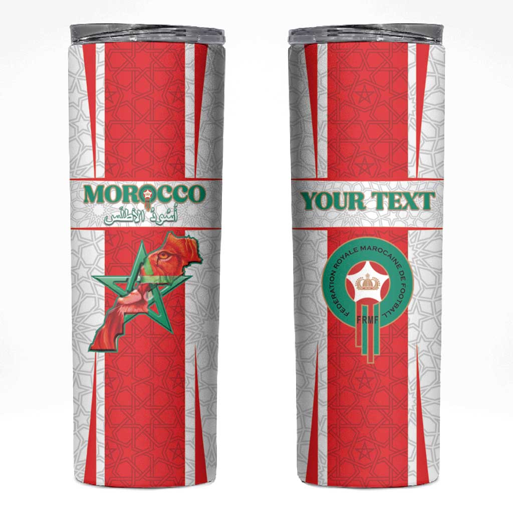 Morocco Football Custom Skinny Tumbler Atlas Lions Champions 2025 - White - African Pride