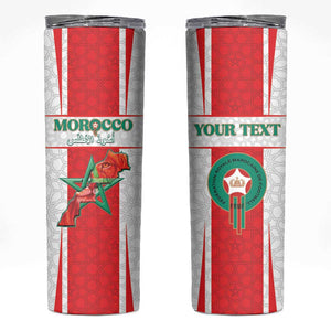 Morocco Football Custom Skinny Tumbler Atlas Lions Champions 2025 - White - African Pride