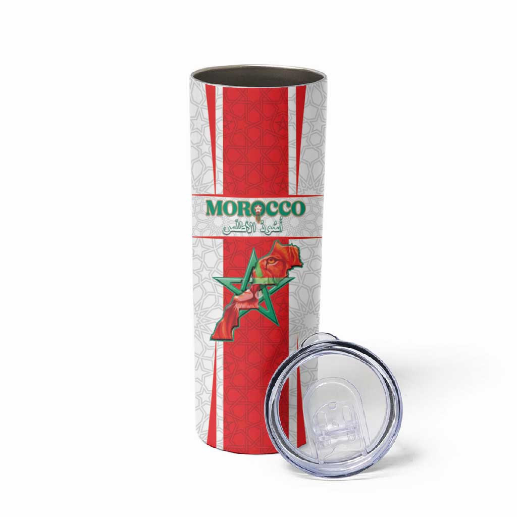 Morocco Football Custom Skinny Tumbler Atlas Lions Champions 2025 - White - African Pride