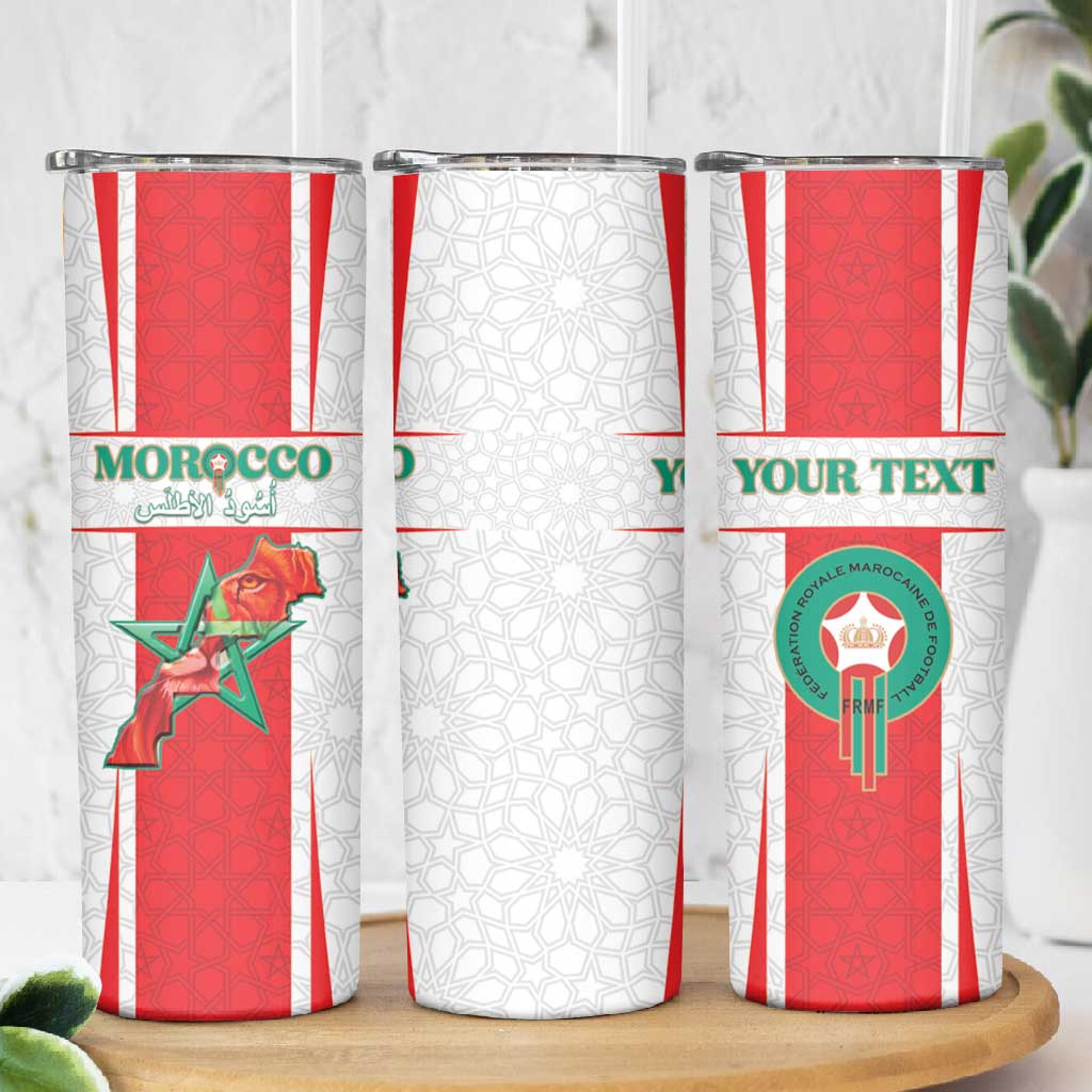 Morocco Football Custom Skinny Tumbler Atlas Lions Champions 2025 - White - African Pride