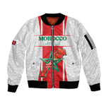 Morocco Football Custom Sleeve Zip Bomber Jacket Atlas Lions Champions 2025 - White - African Pride