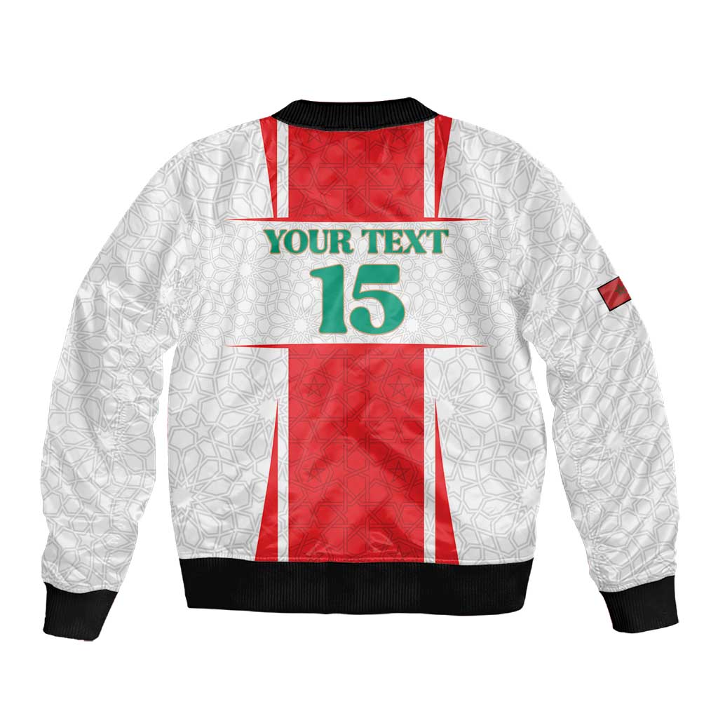 Morocco Football Custom Sleeve Zip Bomber Jacket Atlas Lions Champions 2025 - White - African Pride