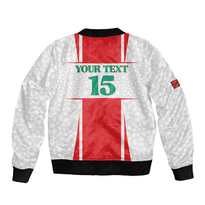 Morocco Football Custom Sleeve Zip Bomber Jacket Atlas Lions Champions 2025 - White - African Pride