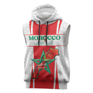 Morocco Football Custom Sleeveless Hoodie Atlas Lions Champions 2025 - White - African Pride