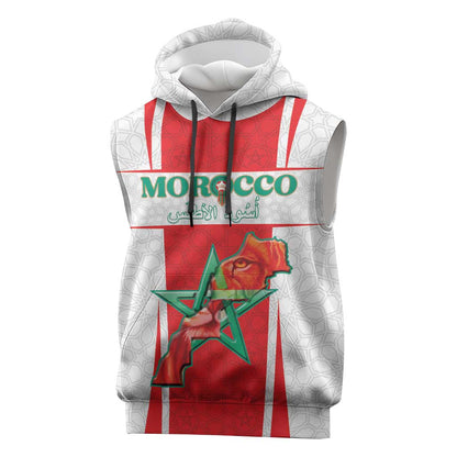 Morocco Football Custom Sleeveless Hoodie Atlas Lions Champions 2025 - White - African Pride