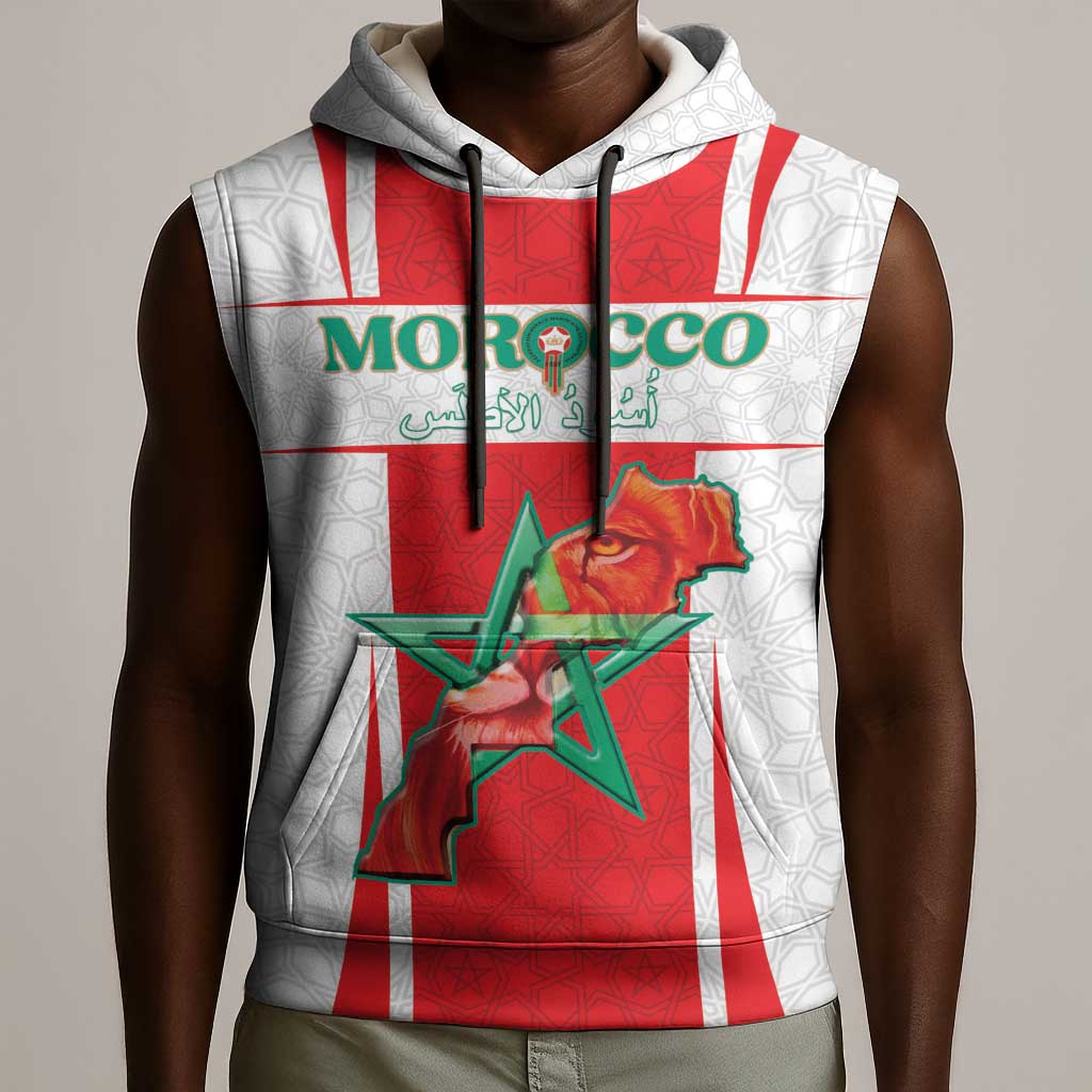 Morocco Football Custom Sleeveless Hoodie Atlas Lions Champions 2025 - White - African Pride
