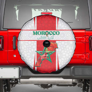 Morocco Football Spare Tire Cover Atlas Lions Champions 2025 - White - African Pride