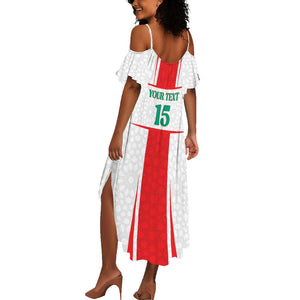 Morocco Football Custom Summer Maxi Dress Atlas Lions Champions 2025 - White - African Pride