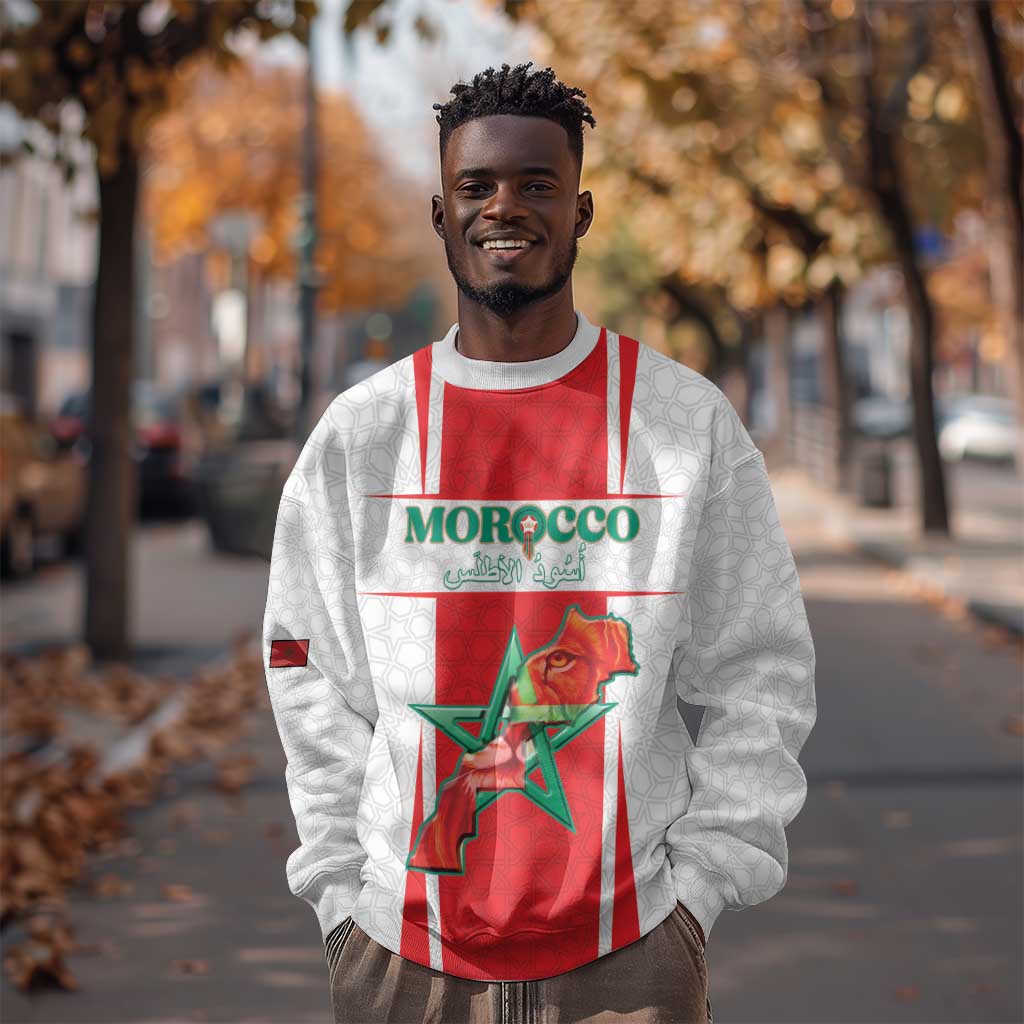 Morocco Football Custom Sweatshirt Atlas Lions Champions 2025 - White - African Pride