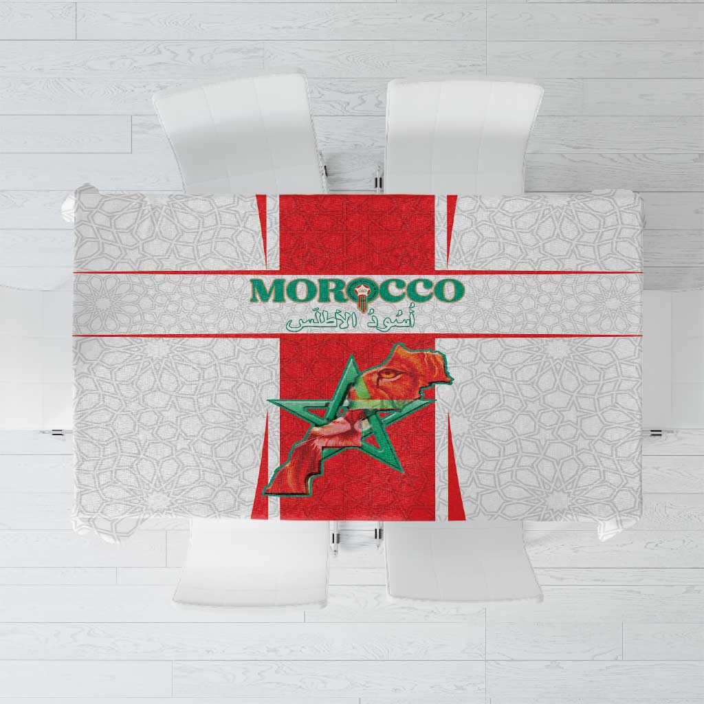 Morocco Football Tablecloth Atlas Lions Champions 2025 - White - African Pride