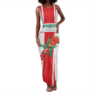 Morocco Football Custom Tank Maxi Dress Atlas Lions Champions 2025 - White - African Pride