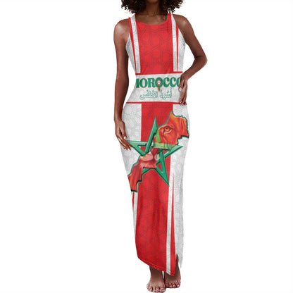 Morocco Football Custom Tank Maxi Dress Atlas Lions Champions 2025 - White - African Pride