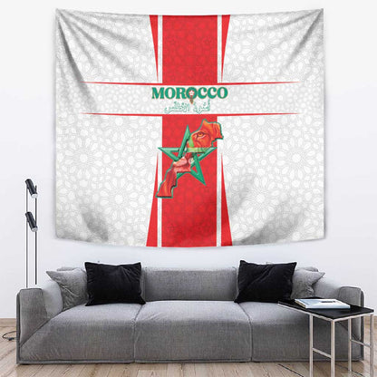 Morocco Football Tapestry Atlas Lions Champions 2025 - White - African Pride