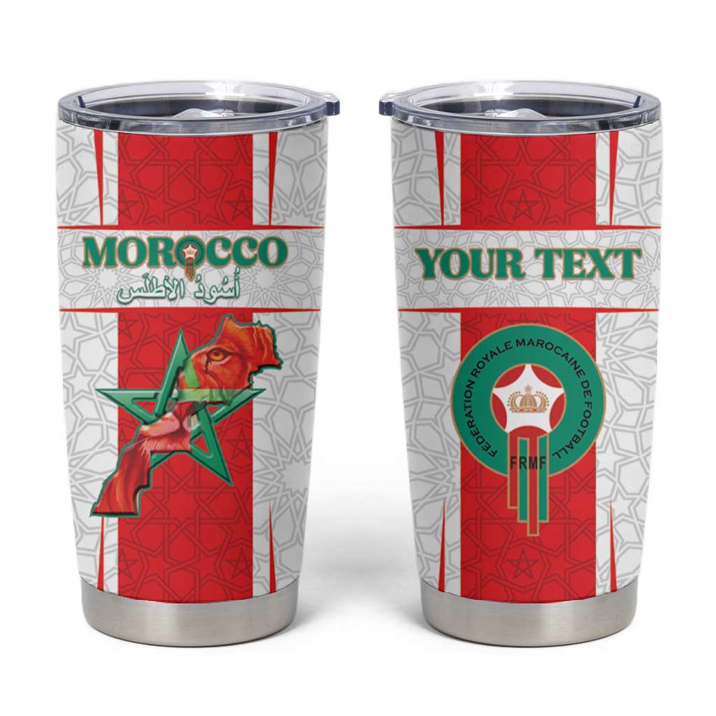 Morocco Football Custom Tumbler Cup Atlas Lions Champions 2025 - White - African Pride