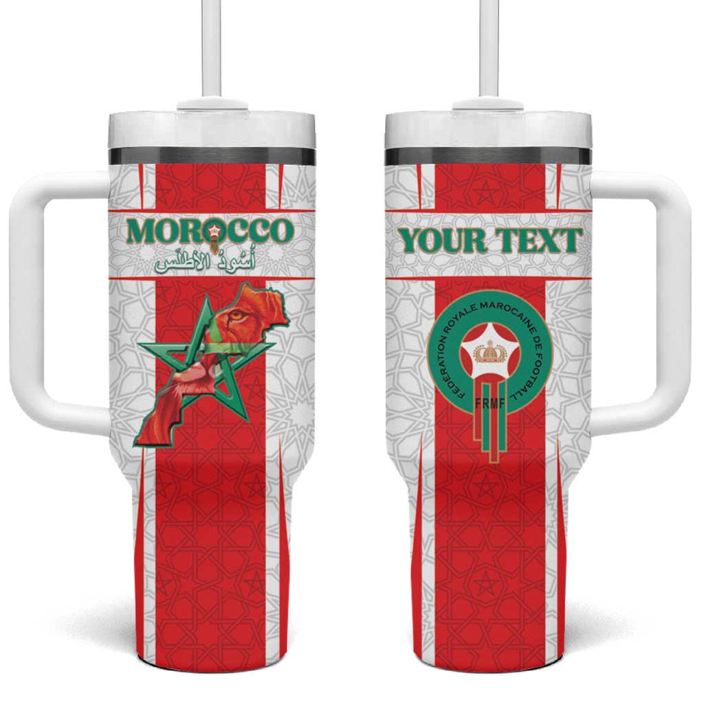 Morocco Football Custom Tumbler With Handle Atlas Lions Champions 2025 - White - African Pride