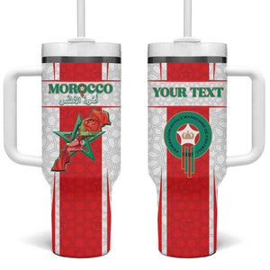 Morocco Football Custom Tumbler With Handle Atlas Lions Champions 2025 - White - African Pride