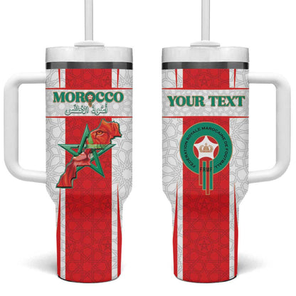 Morocco Football Custom Tumbler With Handle Atlas Lions Champions 2025 - White - African Pride