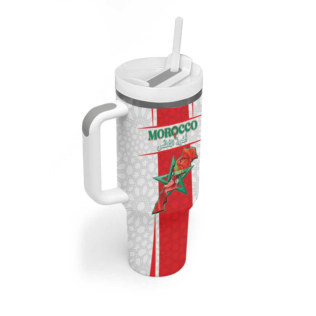 Morocco Football Custom Tumbler With Handle Atlas Lions Champions 2025 - White - African Pride