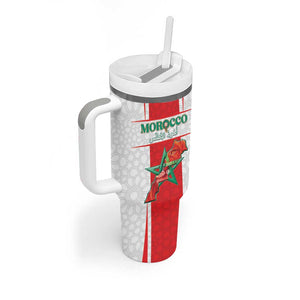 Morocco Football Custom Tumbler With Handle Atlas Lions Champions 2025 - White - African Pride