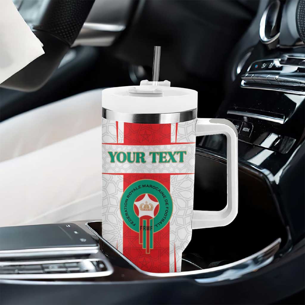 Morocco Football Custom Tumbler With Handle Atlas Lions Champions 2025 - White - African Pride