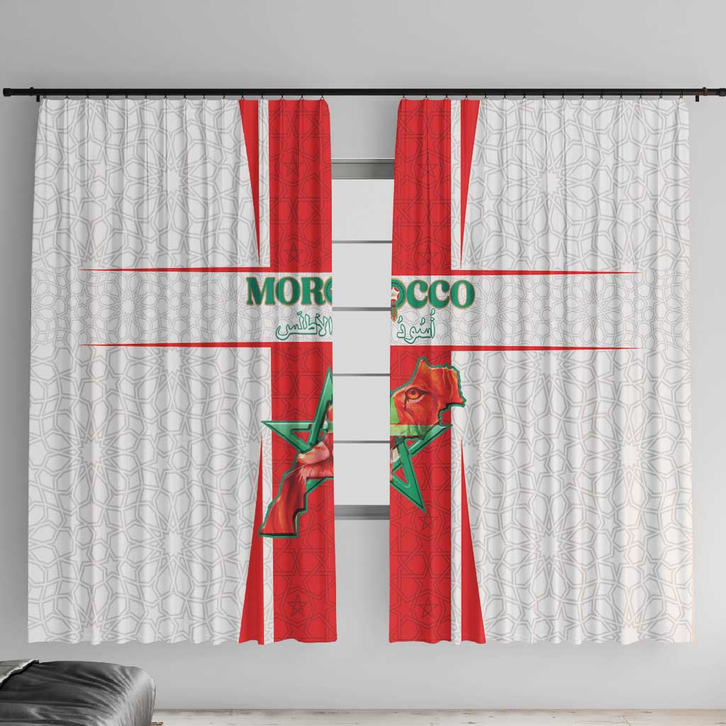 Morocco Football Window Curtain Atlas Lions Champions 2025 - White - African Pride
