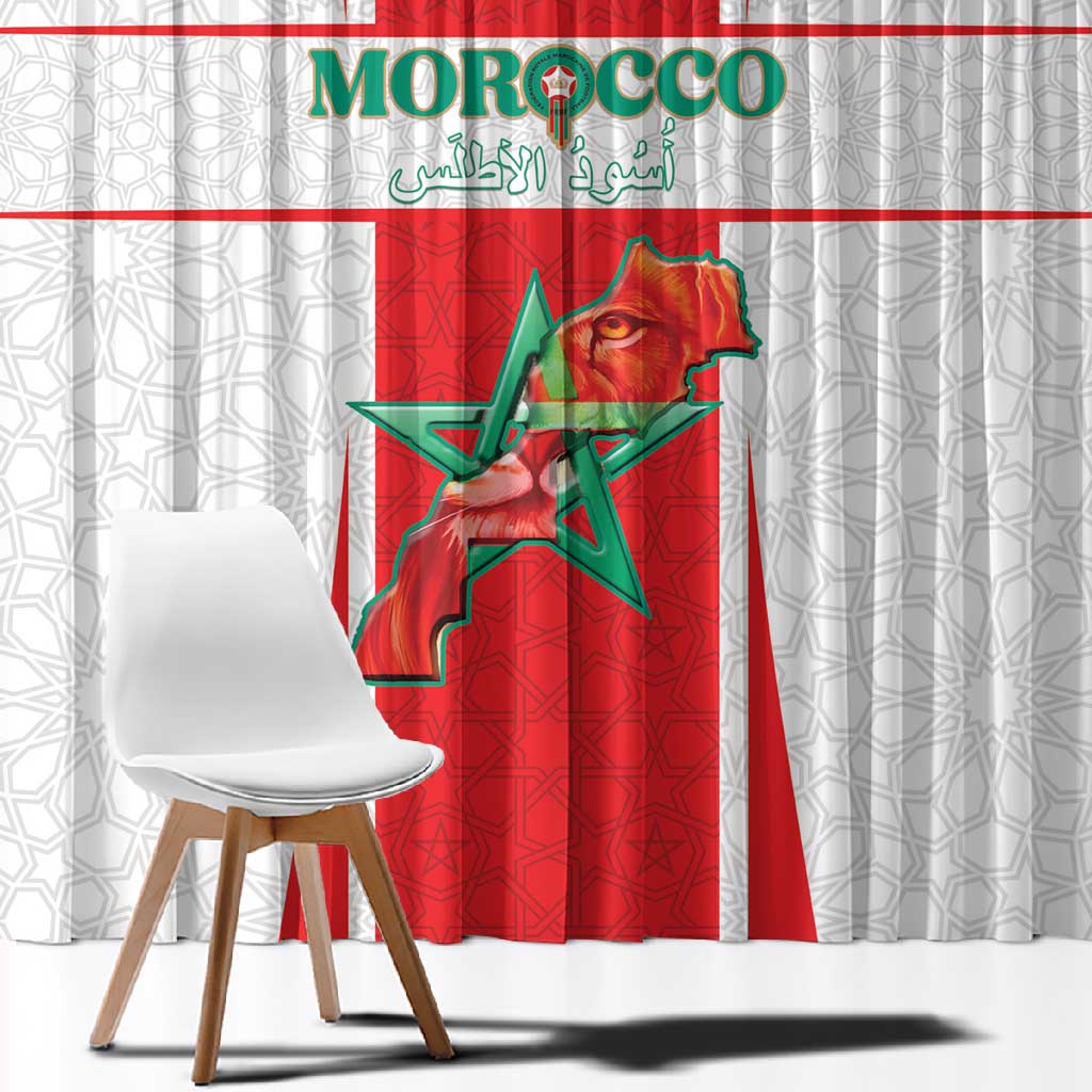 Morocco Football Window Curtain Atlas Lions Champions 2025 - White - African Pride